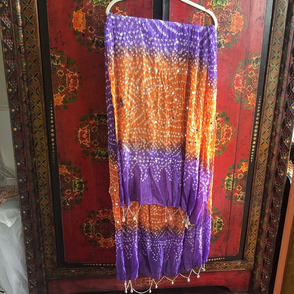 Elegant Purple and Orange Women's Swim Sarong